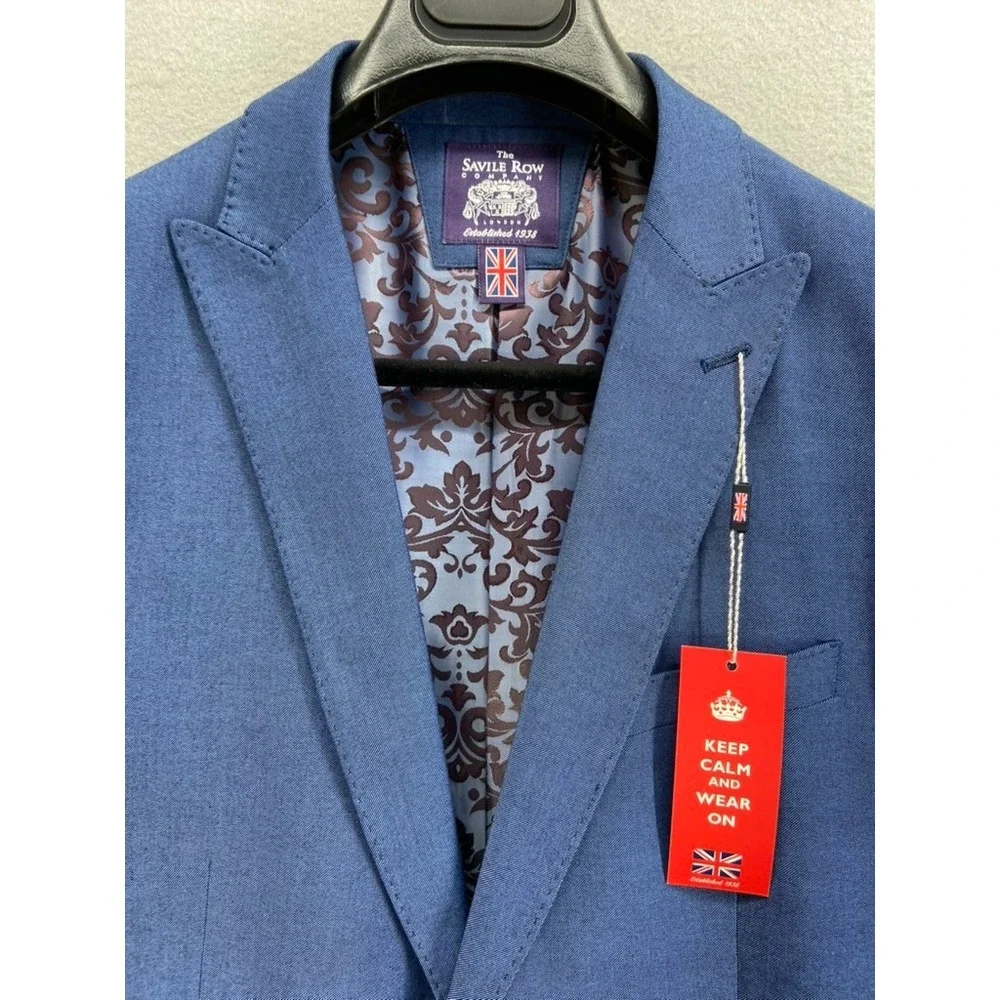 NWT Savile Row Co Suit Mens Sz 40R Brixton Blue 2pc Skinny‎ Fit Pants:38x31